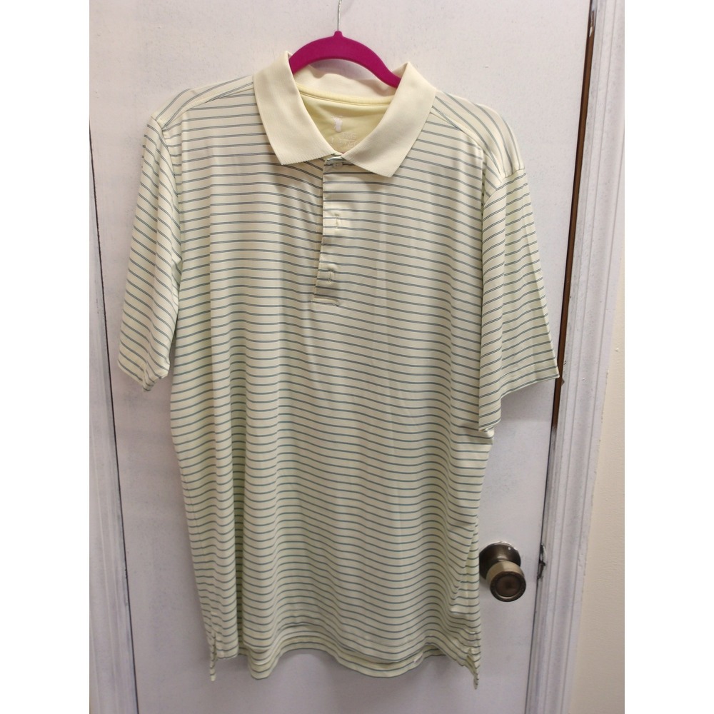 F&G Tech Mens Performance Polo Shirt Large Yellow‎ Golf Athletic Top /#26364